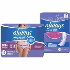 Any 1 Always Discreet Pads 28–66-ct. Or Underwear 10–32-ct. 30 ct Other deal at Publix