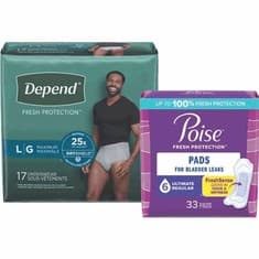 Any 2 Depend Underwear 12–19-ct., Depend Guards 52-ct., Poise Pads 22–66-ct. 20 ct Other deal at Publix