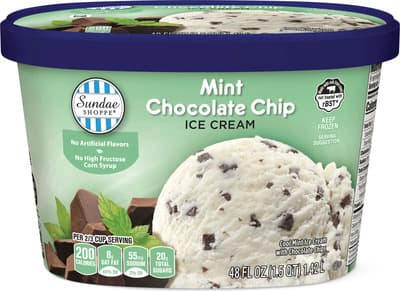 Sundae Shoppe Sundae Shoppe Mint Chocolate Chip Or Chocolate Ice Cream 48 oz Frozen deal at Aldi
