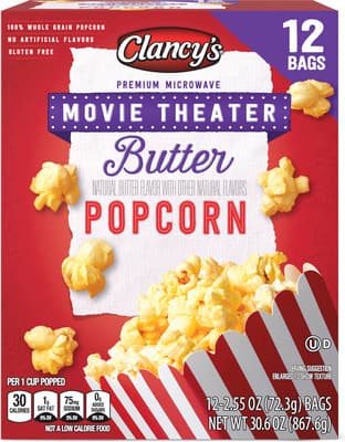 Clancy's Clancy's Movie Theater Butter Microwave Popcorn 30.6 oz Snacks deal at Aldi