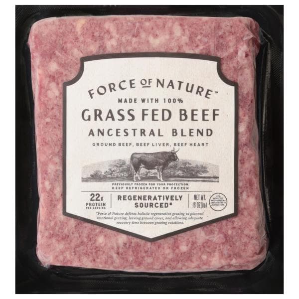 Force Of Nature Grass Fed Ground Beef - 16 oz